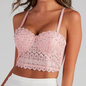 Windsor: Pink Reigning Lace Crop Top, good condition. New with tags. Never worn.